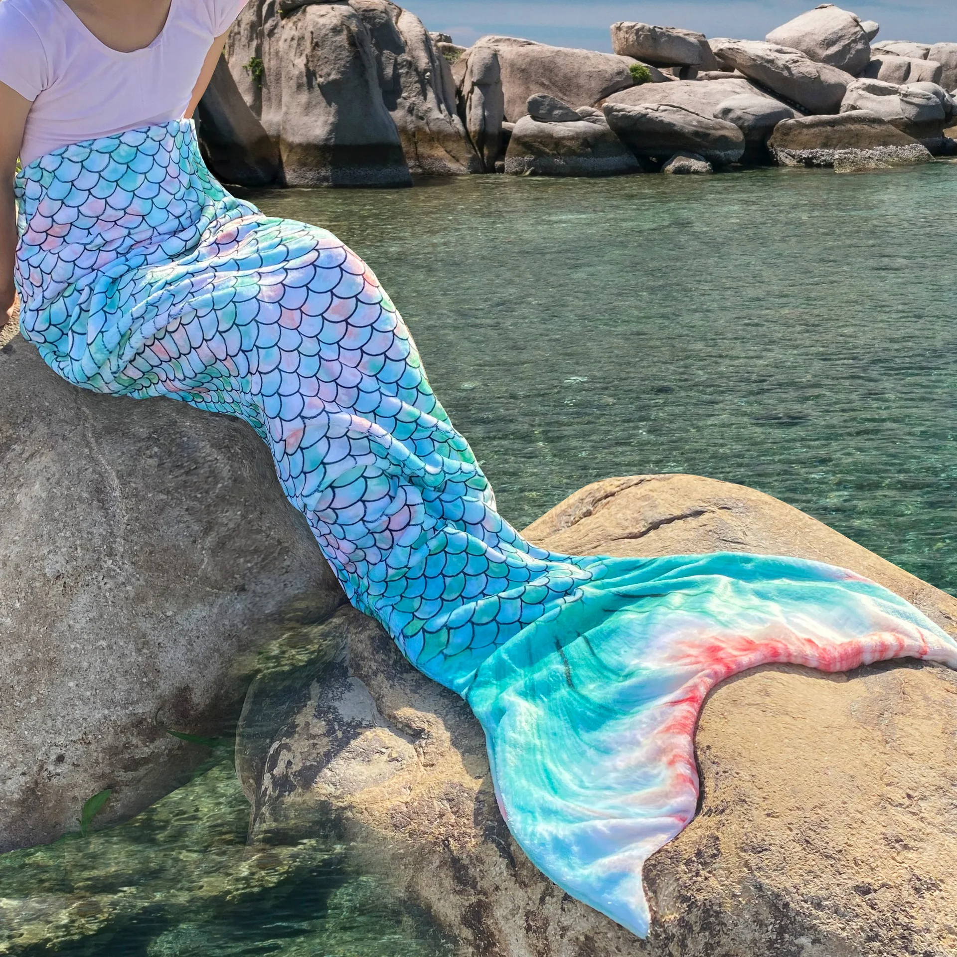 Красота рыбьей чешуи хвост русалки одеяло принцессы для дивана-кровати носимое