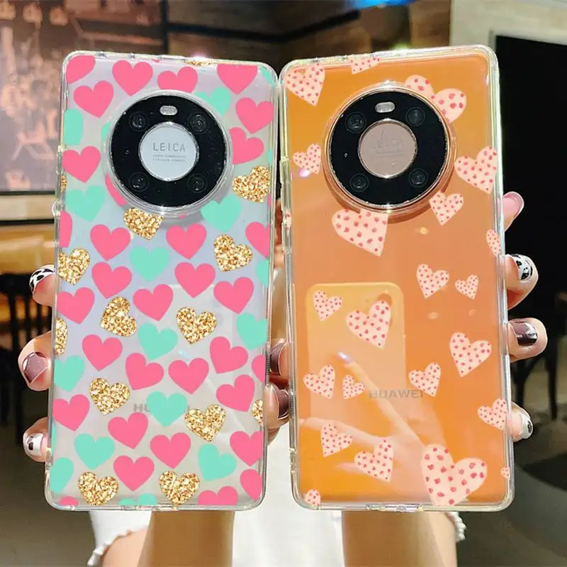 

Love Heart Pattern Phone Case For Huawei P 20 30 40 pro lite Psmart2019 Honor 8 10 20 Y5 6 2019 Nova3E