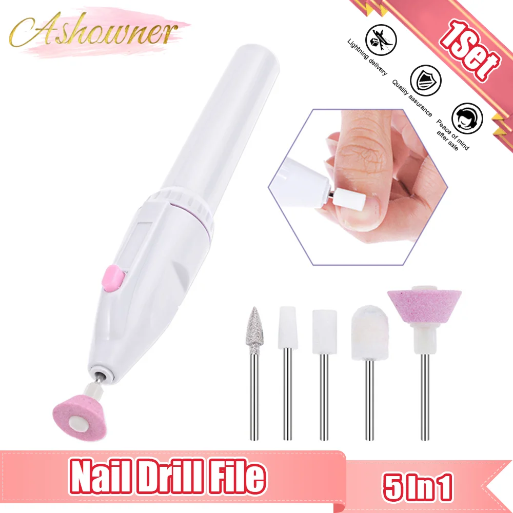 

ASHOWNER 5 in 1 Electric Manicure Set Manicure Nail Drill File Grinder Grooming Kit Callus Remover Set Nail Buffer Polisher