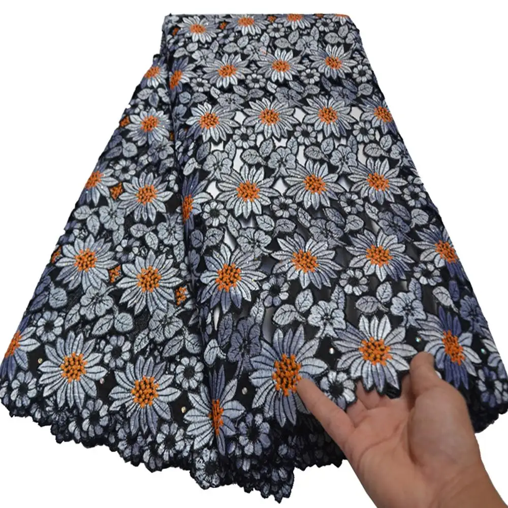 Швейцарская Кружевная Ткань 5 ярдов хлопчатобумажная кружевная вышивка