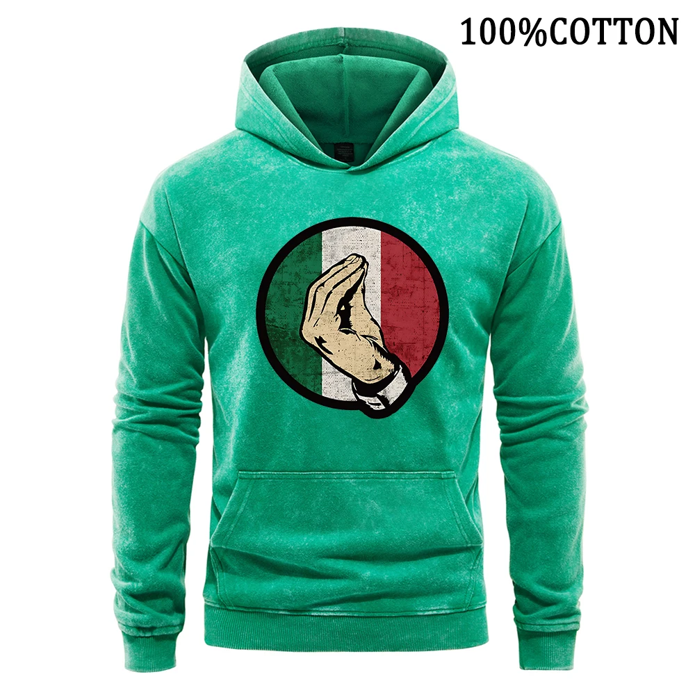 Итальянские классические мужские толстовки с принтом жестов винтажная