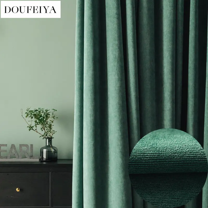 

Занавески с высоким затенением для гостиной роскошные бархатные простые однотонные дизайнерские занавески в европейском стиле драпировка...