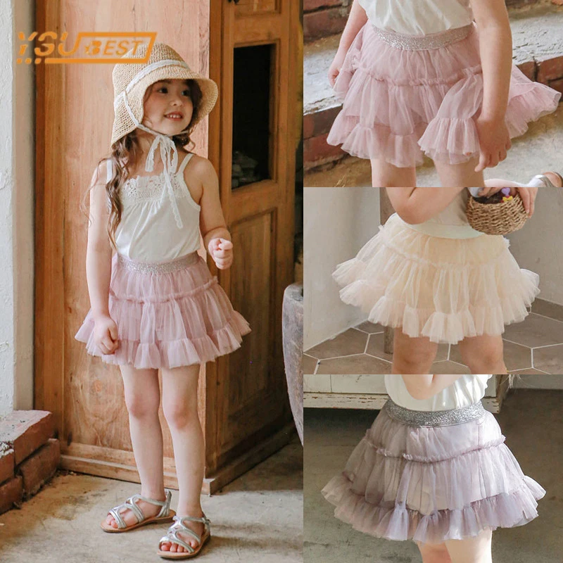 

Летняя детская юбка для девочек, милая детская одежда, повседневные однотонные короткие брюки, детская юбка принцессы для маленьких девоче...