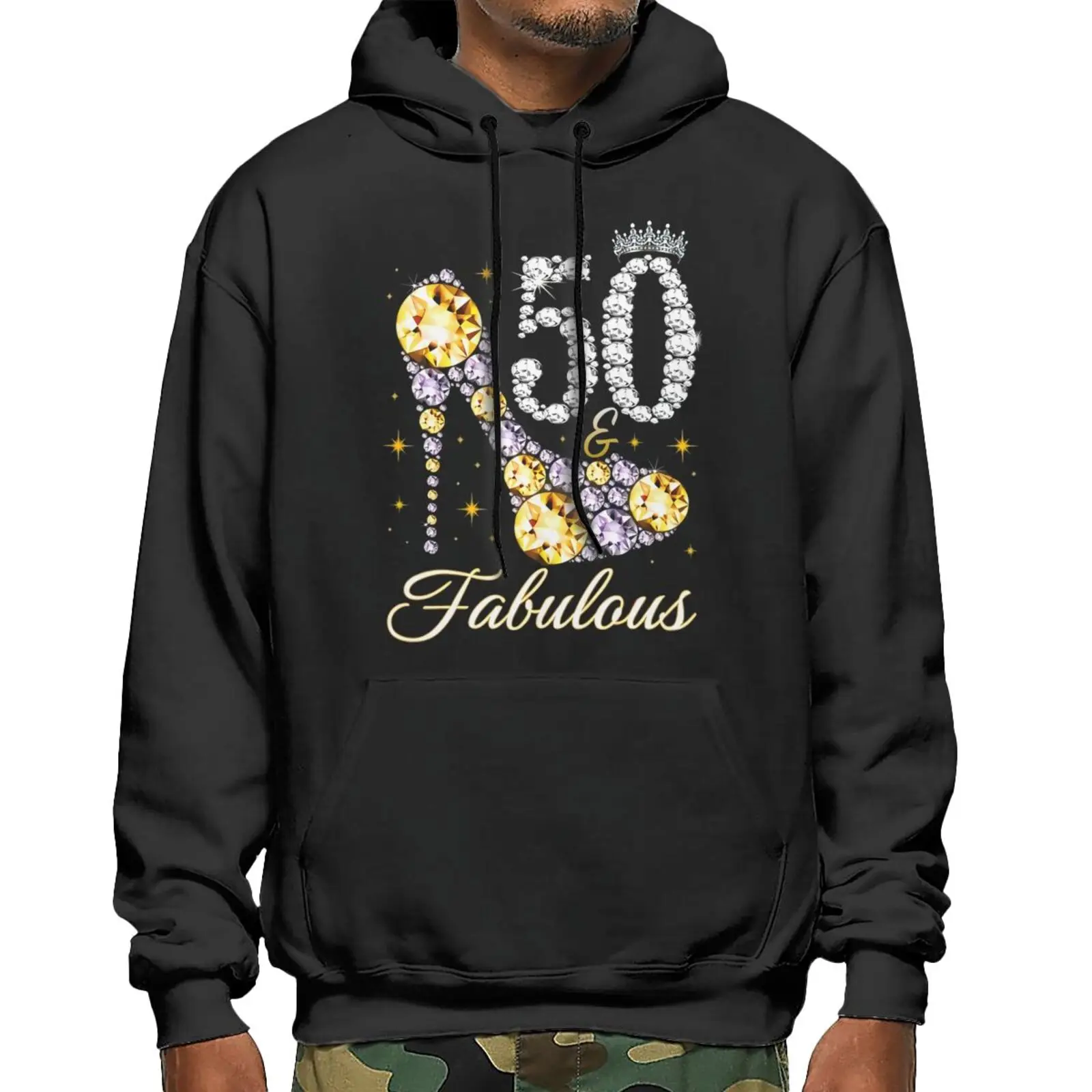 

50 And Fabulous 50Th Birthday Diamond Hoodie Men's Coat Sweats Branded Men's Clothing Hooded Sweatshirts Men's Coat Man Hoodie