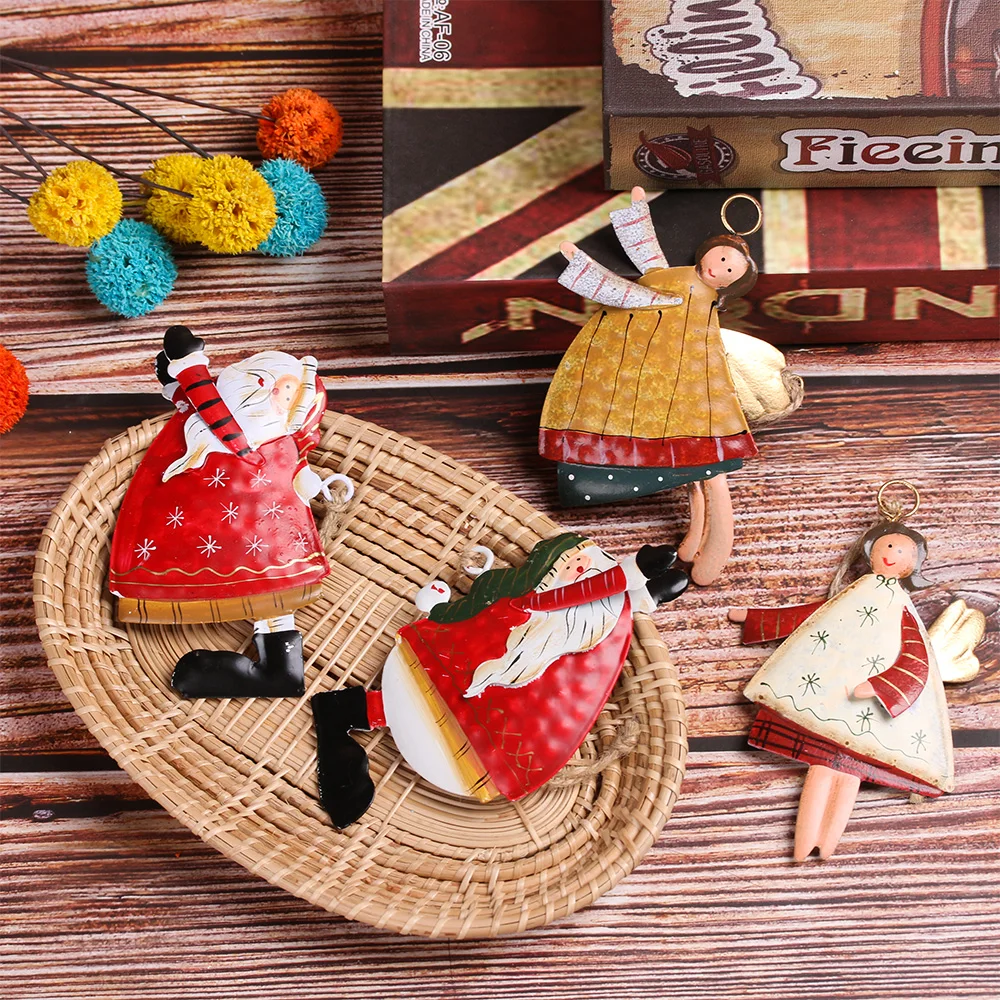 Рождественская подвеска металлический окрашенный Санта-Клаус елка каплевидные