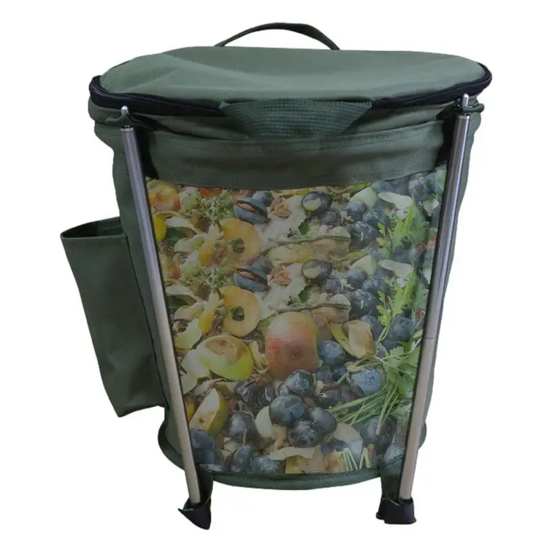 

Outdoor Lawn And Leaf Bag Camping Garden Trash Can 20L Camping Garden Bin With Zipper Foldable Utility Container For Lawn Yard