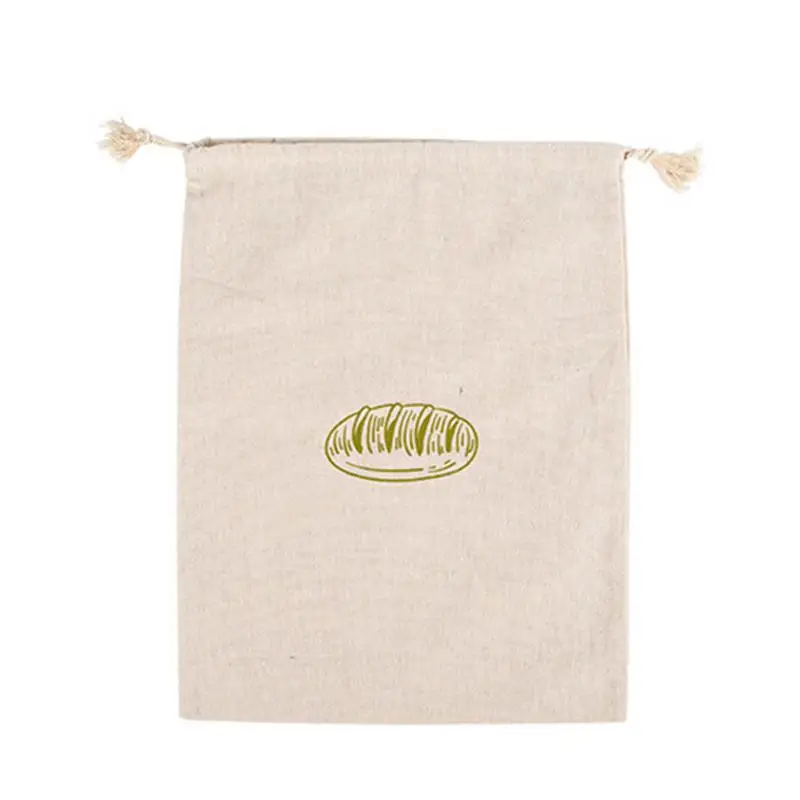 

Cloth Bread Bags Homemade Bread Keeper Storage Container Reusable Unbleached Baguette Drawstring Pouch Natural Linen Bagel Bun