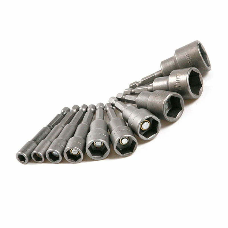 

10 шт. шестигранные гнезда, шестигранный хвостовик, биты для гайки 1/4, адаптер 6-19 мм, электрическая гайка в сборе, комбинированная втулка