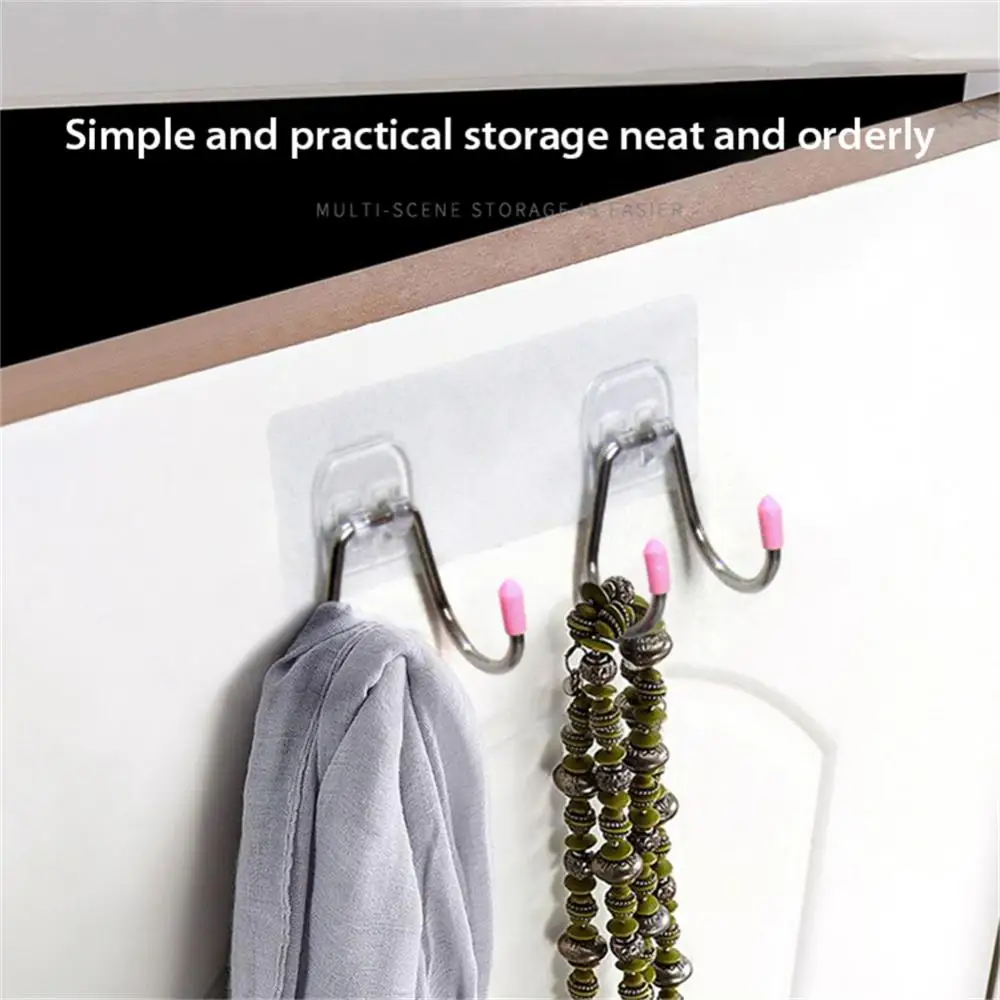 

Double Hook Key Holder Stainless Steel Multifunction Clothes Rack Kitchen Organizer Traceless Storage Hanger Robe Hanging Hooks