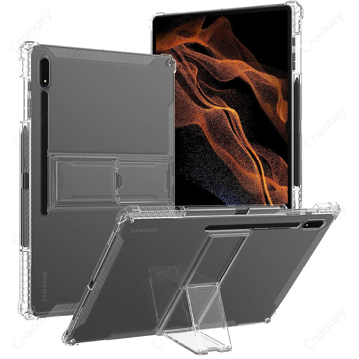 

Soft TPU Case For Samsung Tab S7FE S7/S8Plus 12.4 T975/T730/X800 Non-slip Stand Cover With Pencil Holder For Tab S7 S8 11" Funda