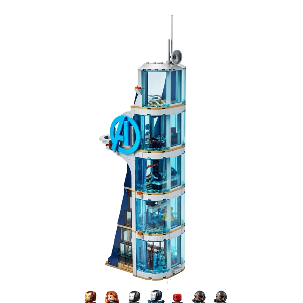 

Disney Marvels Avengers Tower Spiderman QuinJet Iron Man Thanos Stark Jet Aircraft Plane Toy Figures Building Block Brick
