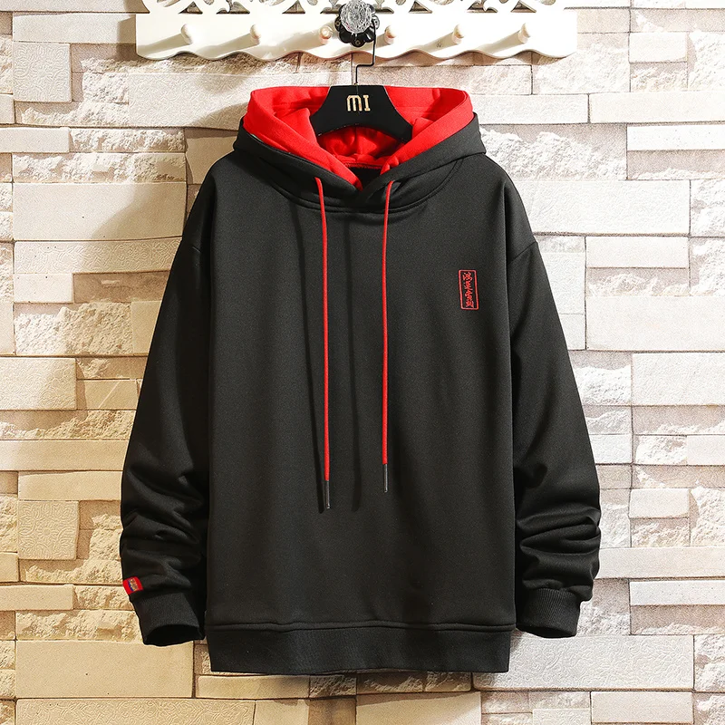 Casual New Men Harajuku Hoodies Male Solid Color Hip Hop Pullover Spring Autumn Mens Hooded Sweatshirt Oversized 6XL