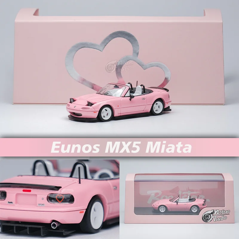 

MT 1:64 MX5 Miata Eunos Roadster NA Valentine's Day Pink Alloy Diorama Car Model Collection Miniature Toys MicroTurbo