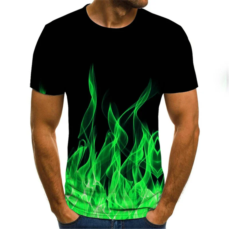 

Summer new 3D printing men's flame T-Shirt Top2022 men's smoke element shirt men's trend plus short sleeve jacket