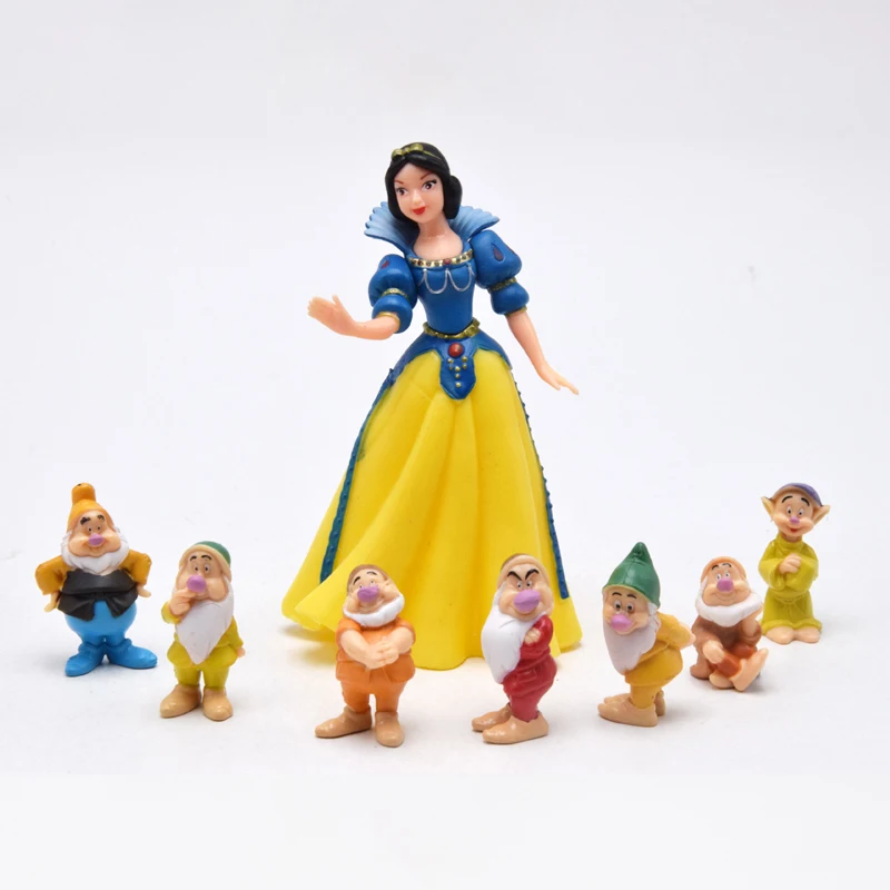 8Pcs/Set Disney Princess Snow White and the Seven Dwarfs Cartoon Action Figures Dolls Figurines Model Toys Cake Decoration Gifts