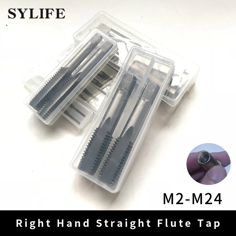 

Thread Tap Set Right Hand Straight Flute Tap M3 M4 M5 M6 M7 M8 M10 M12 M14 M16 Metric 2pcs Threading Tool Screw Tap Drill