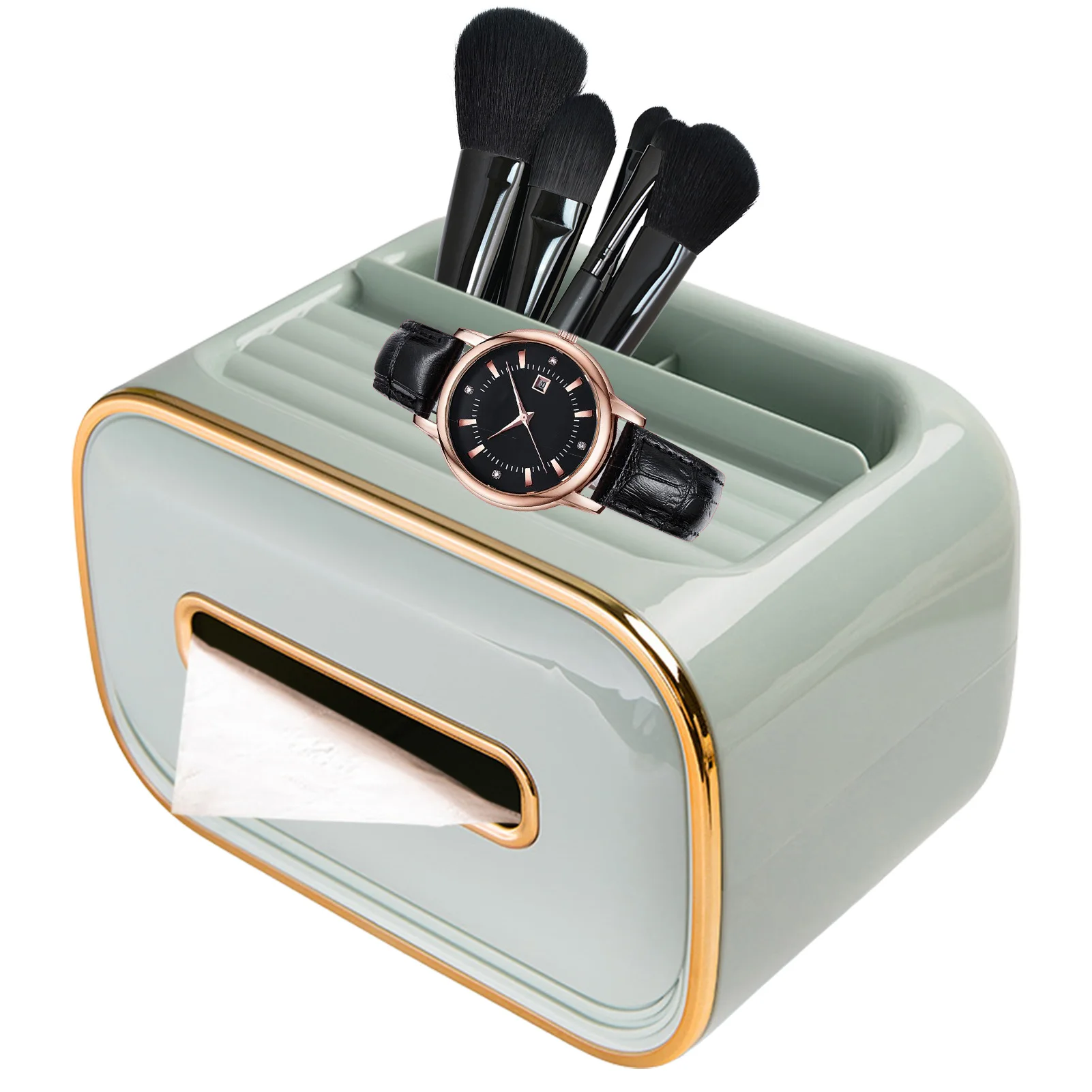 

Desktop Tissue Box Multifunctional Tissue Storage Box Napkin Holder Home Office Remote Control Storage Wipes Case