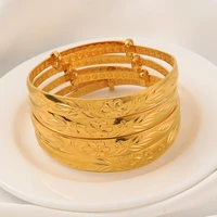 24k gold adjust size bangle for women gold dubai bride wedding ethiopian bracelet africa bangle arab jewelry gold charm bracelet