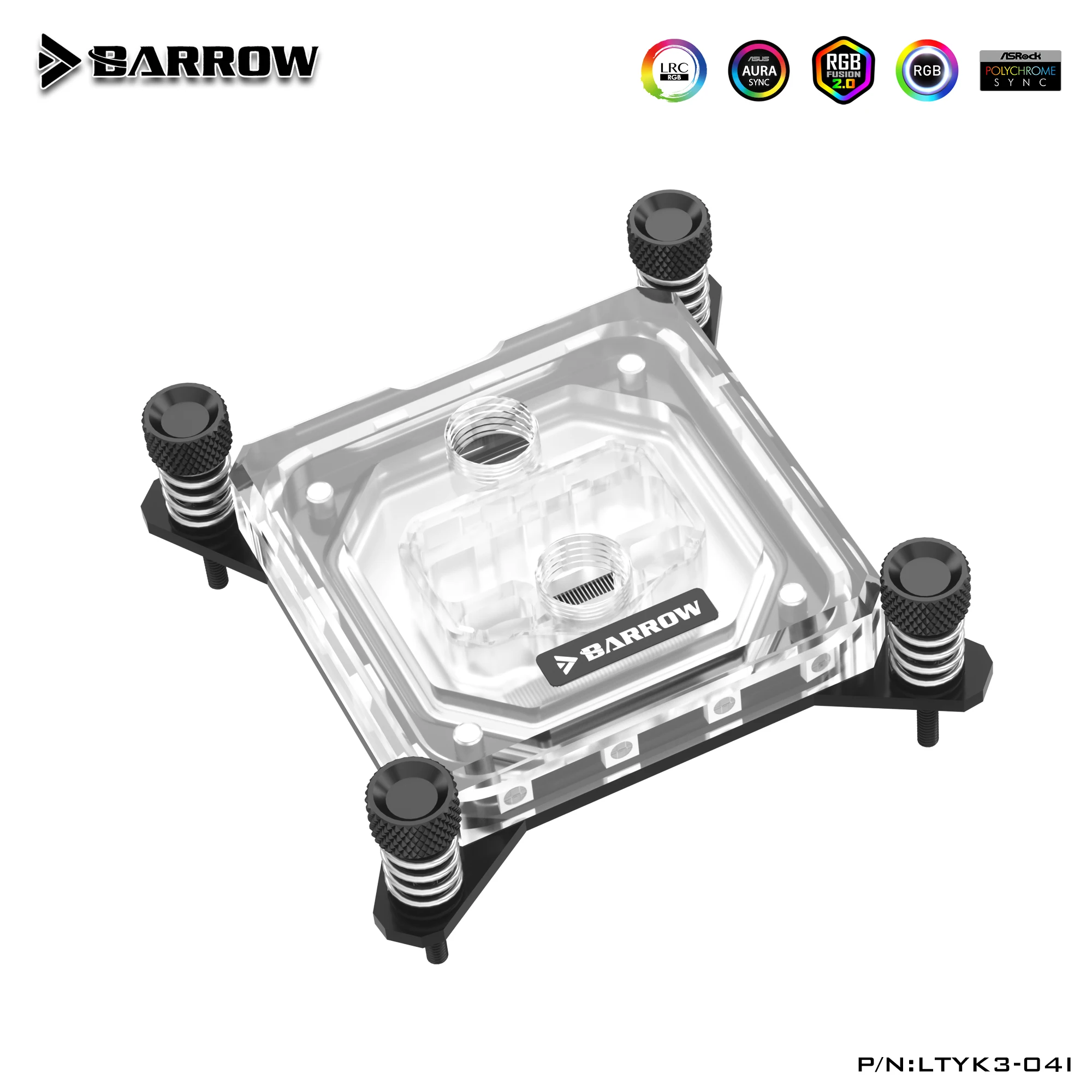 Акриловый водяной блок BARROW Aurora 5V для процессора, совместимый с LGA 1700,1200,2011,2066,115X, черный, белый, стандартный