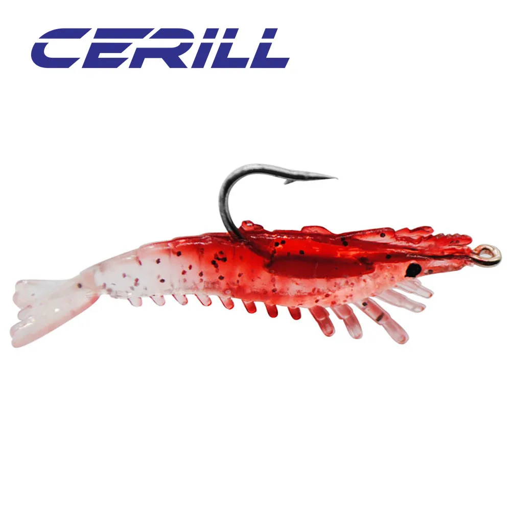 

OnetoAll 5 PCS 60mm 3g Soft Shrimp Fishing Lure Artificial Silicone Plastic Bait Sharpen Hook Jigging Wobblers Swimbait Tackle
