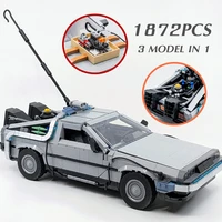 new technical compatible 10300 back to the future time machine supercar model building kit block bricks children toys kid gift