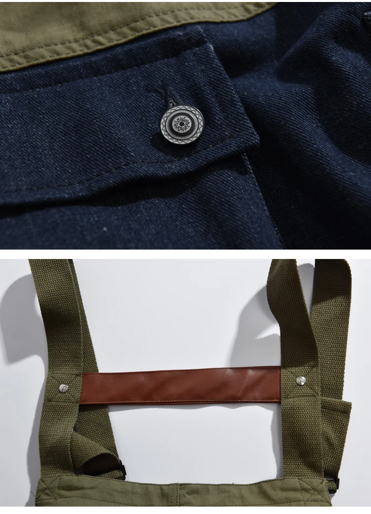 Vintage Patchwork Overalls Harajuku Aesthetic Clothes Denim Jeans Jumpsuits High Streetwear Bib Suspender Pants Men Tool Trouser