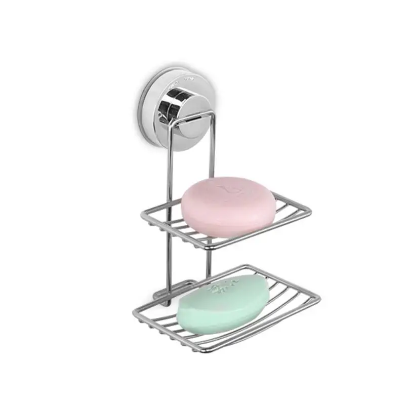 

Bathroom Soap Holder With Suction Cup 2-layer Stainless Steel Soap Dishes For Soap Facial Cleanser Paper Towels Rags Dropshippin