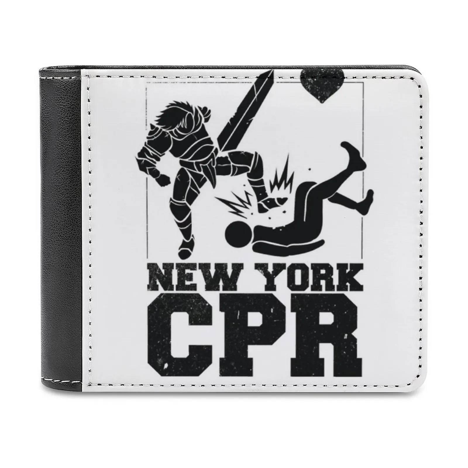 

Мужской кожаный кошелек с рисунком Нью-Йорка, белый укороченный бумажник с несколькими кармашками для карт, модная сумочка для видеоигр и видеоигр