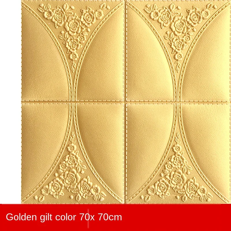 

10pcs Self Adhesive Waterproof TV Background Leather Rose Carving 3D Wall Sticker Living Room Wallpaper Bedroom Decorative