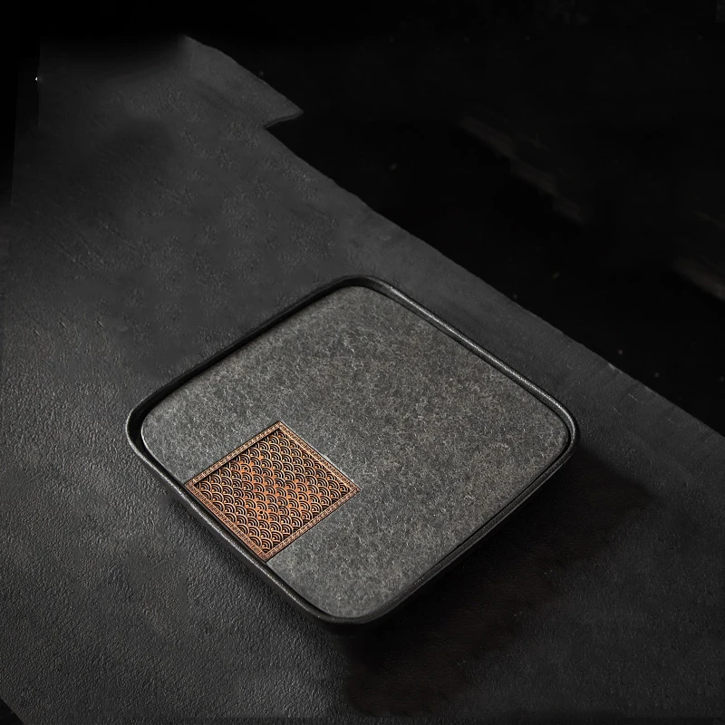 

Black Golden Tray Stone Storage Small Tea ServicesAcrylic Tray Office Accessories RectangularPlateau DecoratifTeaware Cafes