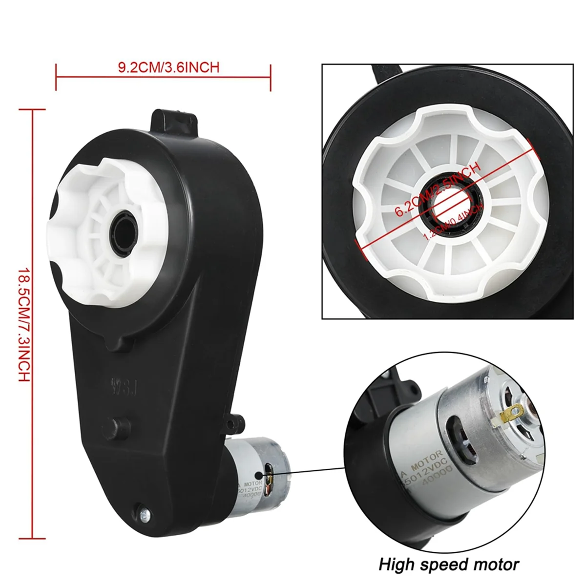 2 Pcs Kids Ride on Car Gearbox 550 12V Motor 40000RPM Electric with GearBox High Speed RS550 DC Match