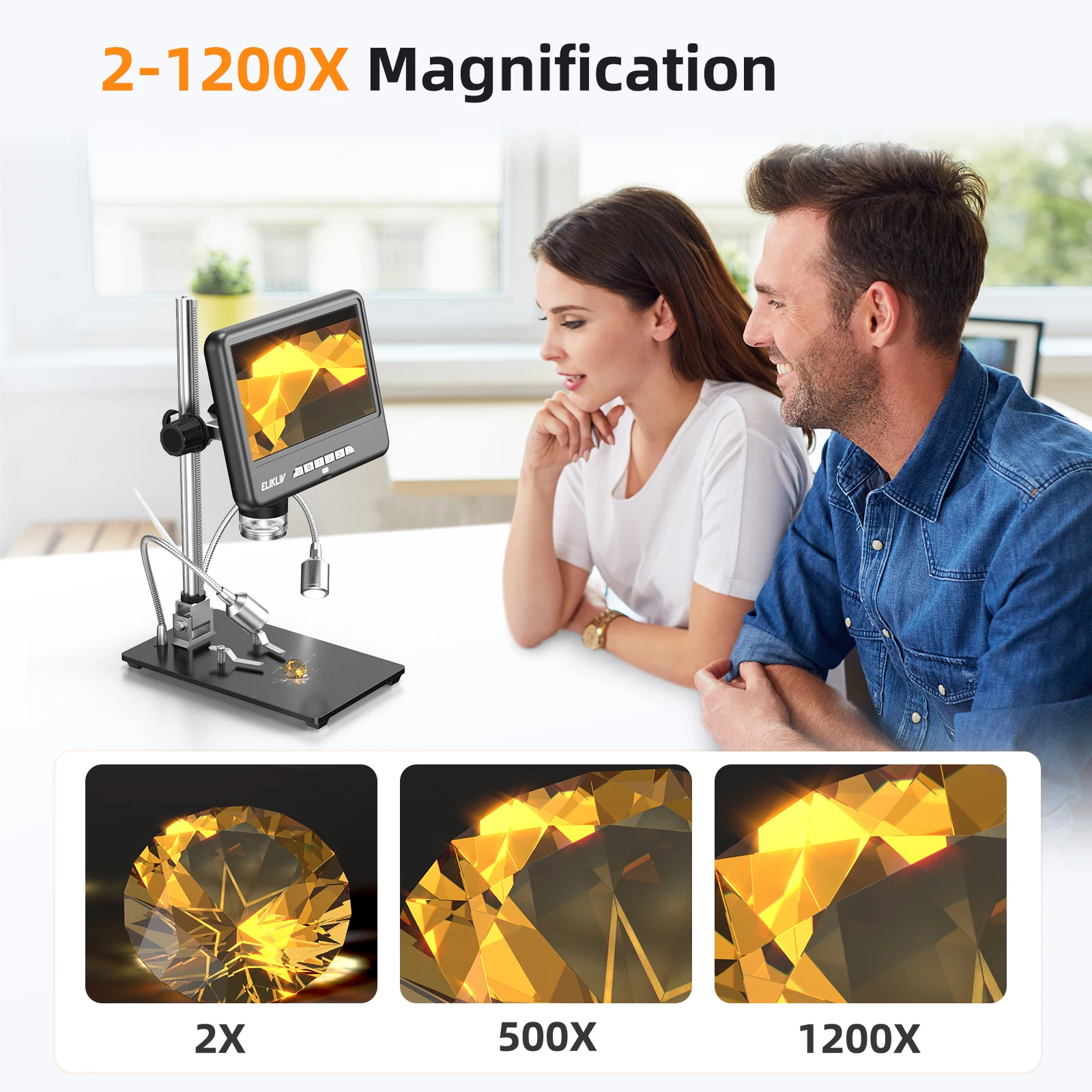 Цифровой микроскоп Elikliv EDM401 с IPS экраном 7 дюймов 1200X 2K поддержкой TF-карты 32 ГБ