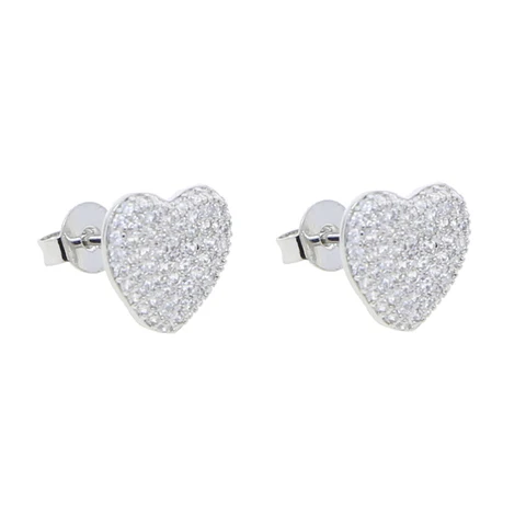 Полный Iced Out микро-асфальтированные серьги с кубическим цирконием Cz в форме сердца, минималистичные блестящие модные мужские и женские ювелирные изделия в стиле хип-хоп