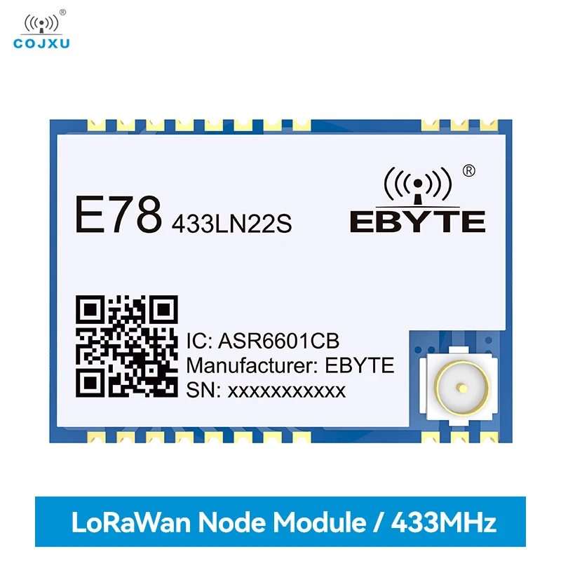 

ASR6601 433MHz LoRa SoC RF Module COJXU E78-433LN22S(6601) 22dBm 5.5KM LoRaWan Node Module Low Power Consumption IPEX/Stamp Hole