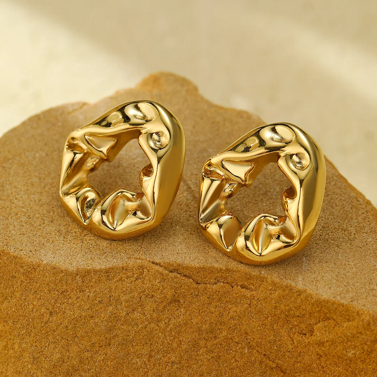 NIMAI 18-каратное позолоченное кольцо в форме капли воды из нержавеющей стали