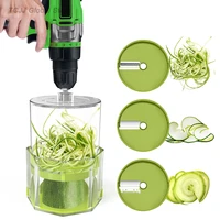 spiralizer vegetable cutter for electric drill 3 blade food processor spiral slicer zucchini cucumber carrot mandoline slicer