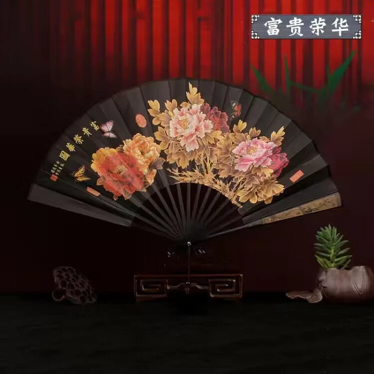 Ретро складной веер из бамбука