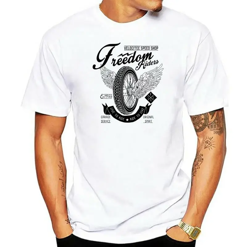 

Summer 2022 Short Sleeve Plus Size Mens Premium T-Shirt Freedom Riders Racer Biker Motorsport TT V138 Tee Shirt