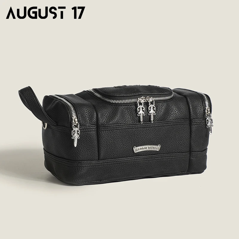 

Wash Bag Soft PU Cross Fashion Girl's Practical Sports and Casual Shoulder Messenger Portable Women's Bag Waterproof Silver