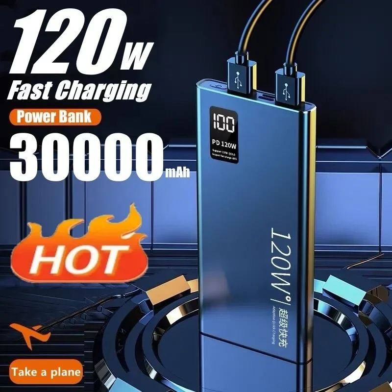 

120W Super Fast Charging Power Bank 30000Amh Power Bank Compact Upgraded Portable Power Bank Suitable for Xiaomi Huawei Samsung