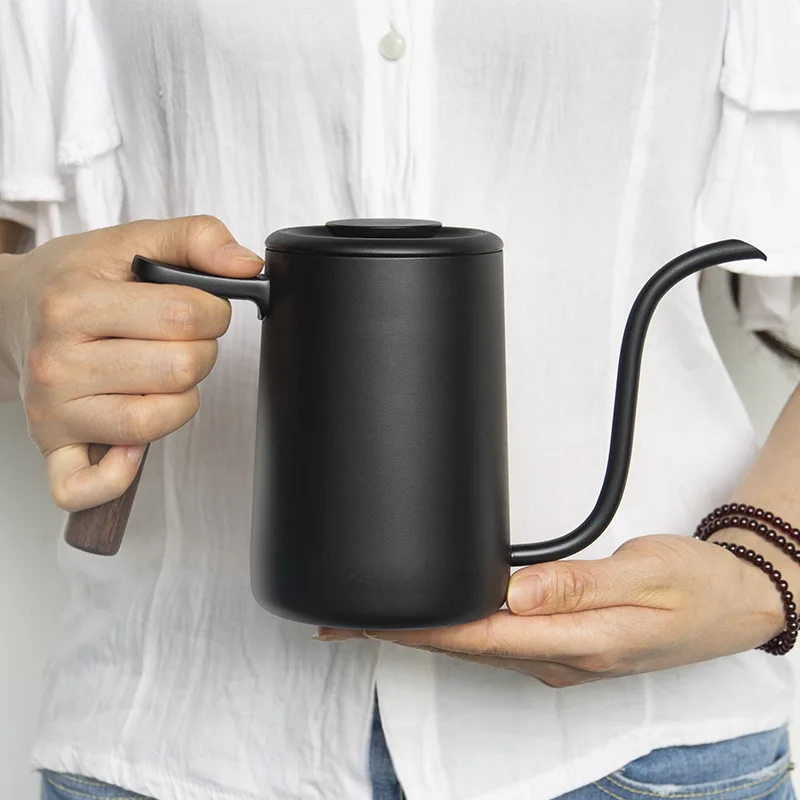

304 Stainless Steel Hand Drip Coffee Kettle Black Pour over Kettle 700ml Coffee Pot Gooseneck Coffee Kettle