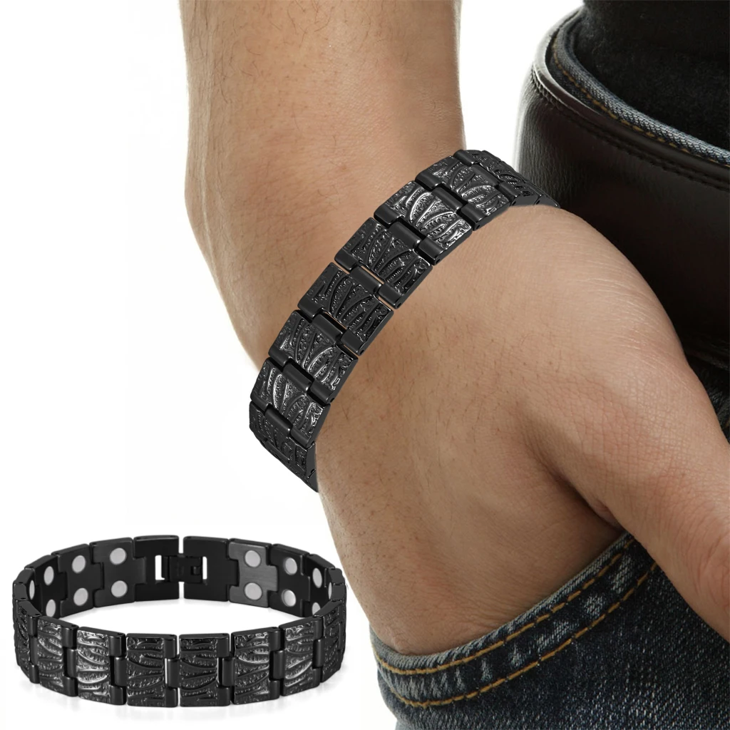 Мужские браслеты RainSo из нержавеющей стали с магнитной терапией ювелирные