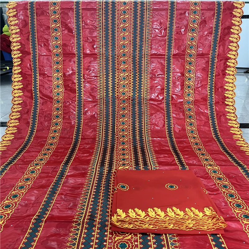 5+2 yards African Bazin Riche Brode Fabric With scarf Latest Fashion Embroidery Basin lace fabric For wedding par 9L060402