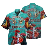 2022 popular rooster mens shirts summer 3d printing beach shirts fashion hawaiian shirts casual short sleeve mens beach tops