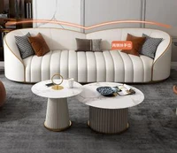 light luxury leather sofa living room small family web celebrity curved italian designer modern simple straight row three seater