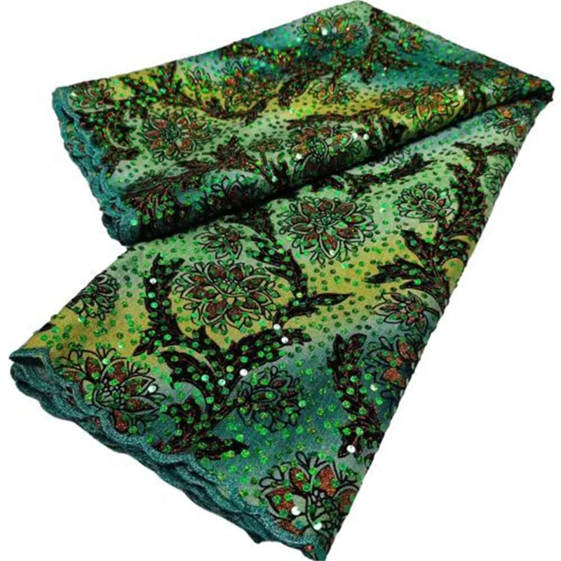 

Blue African Lace Fabric 2022 Green French Velvet Lace Fabric Bridal High Quality Sequins Net Tulle Lace For Women Dresses