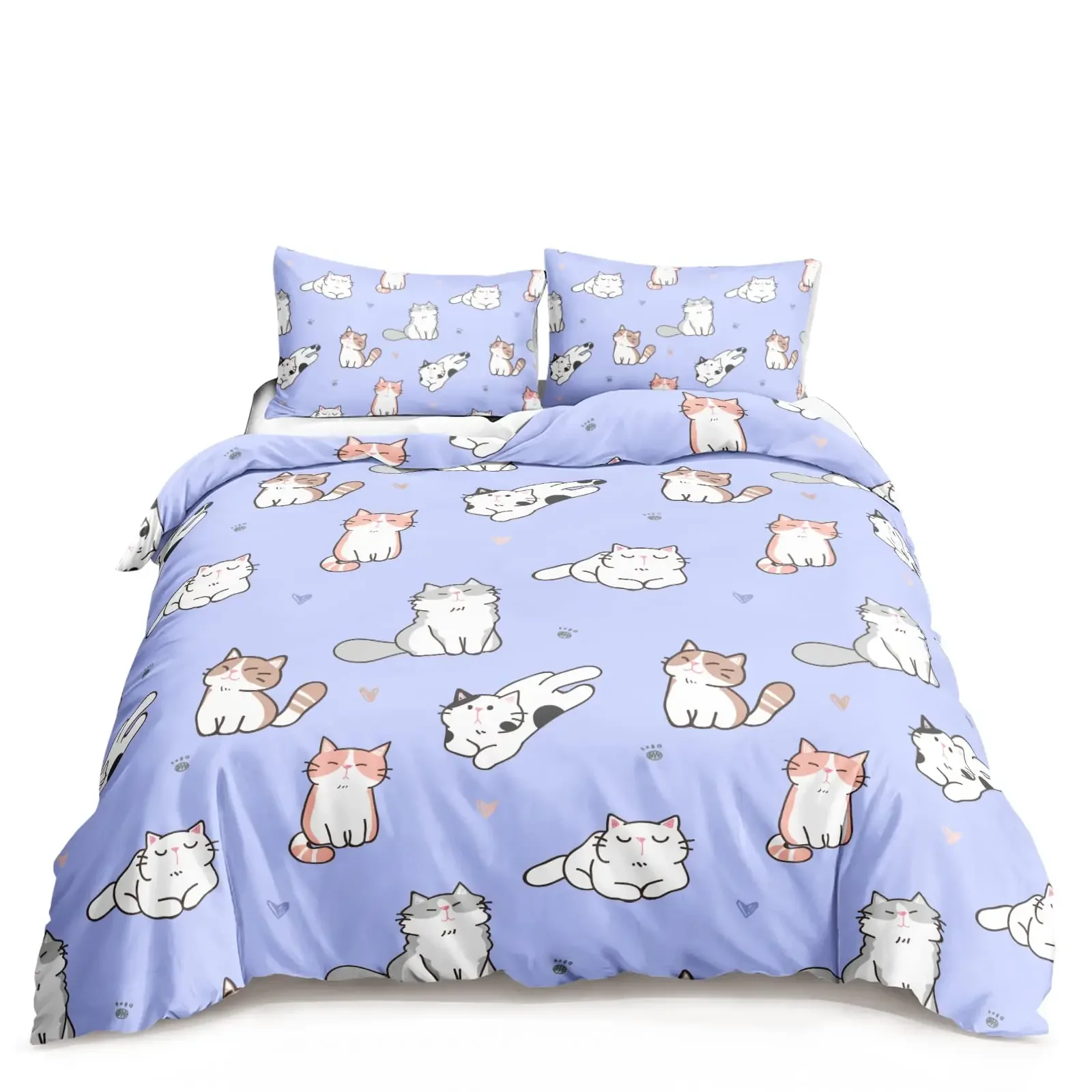 

Комплект постельного белья из микрофибры Blue Cartoon Cat Paw Print 3 шт