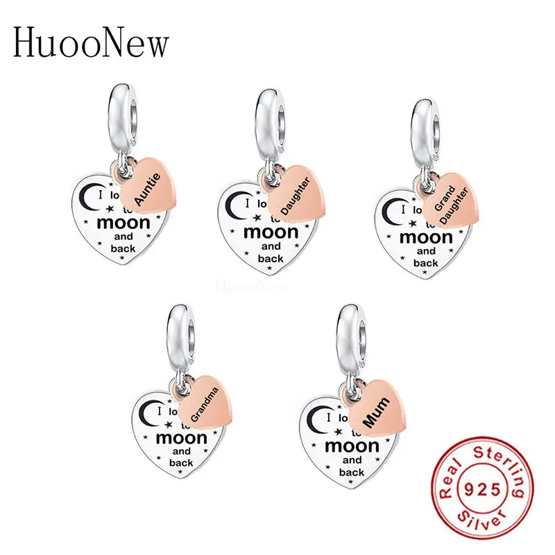 

Подходят для оригинального браслета с подвесками в виде Пан, искусственная Серебряная роза, для мамы, я люблю вас к Луне и обратной стороне, бусины для изготовления женского берелока