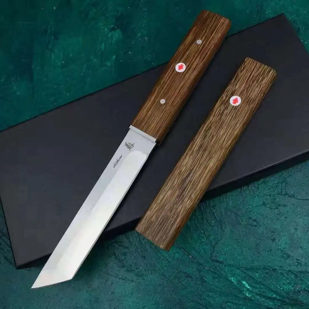 

Japanese Katana D2 Steel Rosewood/Ebony Handle Straight Knife 58-60HRC Sharp Camping Hunting Knife Fixed Blade Collection Gifts