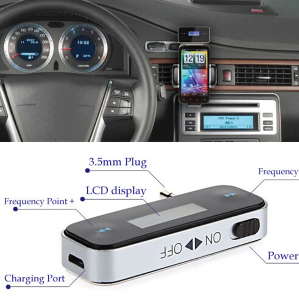 

3.5mm FM Transmitter LCD Diaplay For Mobile Phones Tablet PC MP3/ MP4 Player Digital PLL Transmitting Distance Up To 15m / 49ft